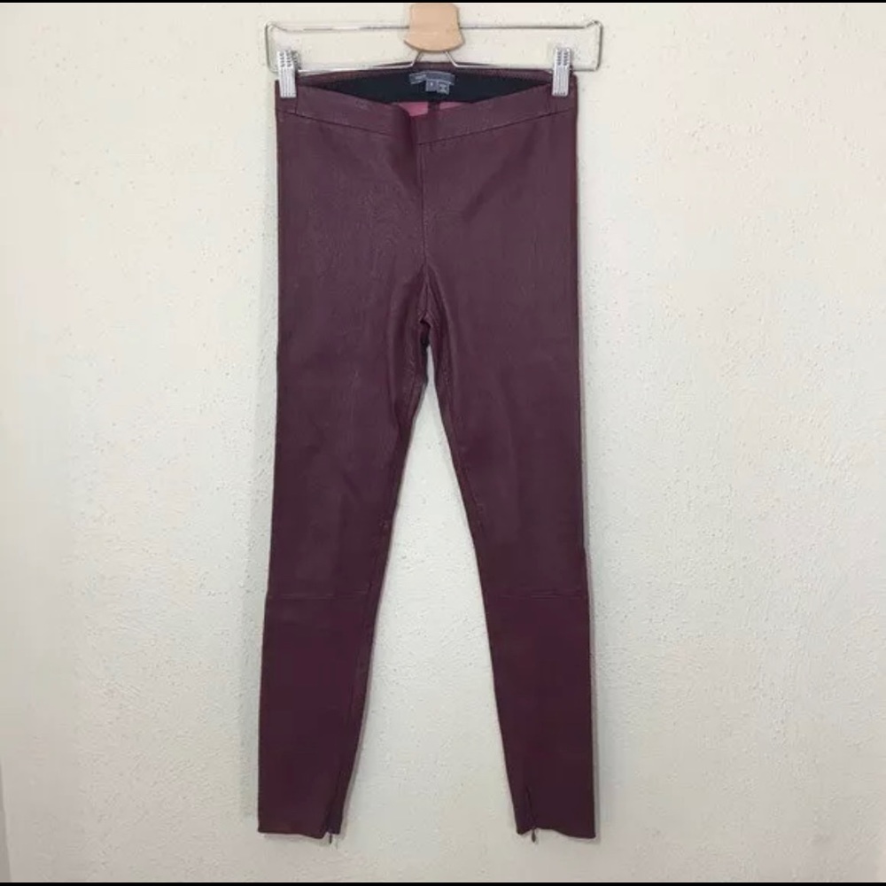 Vince real leather bordeaux leggings